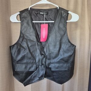 Sleek Black Leather Vest